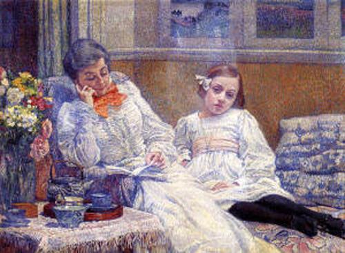 Portrait of Madame van Rysselberghe and daughter, Theo Van Rysselberghe